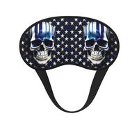 Masque de sommeil réglable à rayures bleues avec motif tête de mort et étoiles pour dormir, confortable, sans pression et respirant