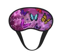Masque de sommeil réglable avec imprimé papillons violets pour dormir, confortable, sans pression et respirant