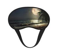 Masque de sommeil réglable avec motif de palmiers tropicaux avec pleine lune et nuit étoilée pour dormir, confortable, sans pression et respirant