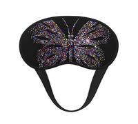 Masque de sommeil réglable avec strass et imprimé papillon pour dormir confortablement, sans pression et respirant