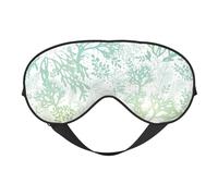 Masque de sommeil réglable confortable et réversible Motif algues vertes Bleu marine