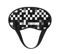 Masque de sommeil réglable noir et blanc avec motif à carreaux pour dormir, confortable, sans pression et respirant