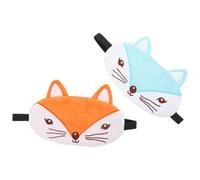 Masque de Sommeil Renard Dessin Animé 2 Pièces Satin Coton Doux | Bloque la Lumière, Confortable et Respirant, pour Sieste, Voyage, Étudiants ou Bureau, Orange Bleu