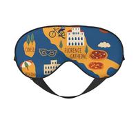 Masque de sommeil respirant avec carte de l'Italie avec symbole culturel imprimé pour l'extérieur, l'intérieur, les voyages, le camping, la méditation, le yoga, le travail