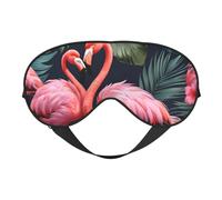 Masque de sommeil respirant avec imprimé flamant rose et fleurs d'amour pour l'extérieur, l'intérieur, le voyage, le camping, la méditation, le yoga, le travail
