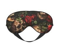 Masque de sommeil respirant avec imprimé tête de mort et rose rouge pour l'extérieur, l'intérieur, les voyages, le camping, la méditation, le yoga, le travail