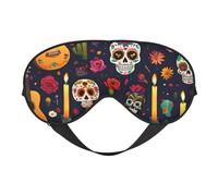 Masque de sommeil respirant avec imprimé tête de mort, fleurs colorées, guitare, extérieur, intérieur, voyage, camping, méditation, yoga, travail