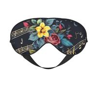 Masque de sommeil respirant avec notes de musique à imprimé floral pour l'extérieur, l'intérieur, le voyage, le camping, la méditation, le yoga, le travail