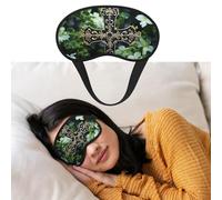 Masque de sommeil respirant bloquant la lumière - Croix noire parmi fleurs vertes - Bandeau doux et confortable pour la nuit - Pour homme et femme - Pour la sieste à la maison