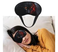 Masque de sommeil respirant bloquant la lumière - Grand loup noir avec yeux rouges - Bandeau doux et confortable pour la nuit - Pour homme et femme - Pour la sieste à la maison
