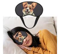 Masque de sommeil respirant bloquant la lumière - Illustration de chien corgi mignon - Bandeau doux et confortable pour la nuit - Pour homme et femme - Pour la sieste à la maison