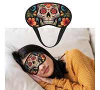 Masque de sommeil respirant bloquant la lumière - Masque de sommeil coloré avec tête de mort - Doux et confortable - Pour homme et femme - Pour la sieste à la maison