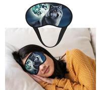 Masque de sommeil respirant bloquant la lumière - Masque de sommeil loup sous la lune - Bandeau doux et confortable pour la nuit - Pour homme et femme - Pour la sieste à la maison