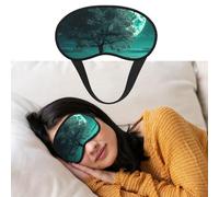 Masque de sommeil respirant bloquant la lumière, motif arbre bleu sarcelle au clair de lune, bandeau doux et confortable pour la nuit pour homme et femme pour la sieste à la maison