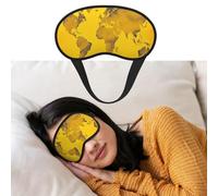 Masque de sommeil respirant bloquant la lumière - Motif carte du monde jaune - Masque de nuit doux et confortable - Pour homme et femme - Pour la sieste à la maison