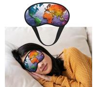 Masque de sommeil respirant bloquant la lumière - Motif carte du monde - Masque de nuit doux et confortable - Pour homme et femme - Pour la sieste à la maison