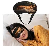 Masque de sommeil respirant bloquant la lumière - Motif chat orange - Masque doux et confortable pour la nuit - Pour homme et femme - Pour la sieste à la maison