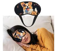 Masque de sommeil respirant bloquant la lumière - Motif chien Corgi sur fond sombre - Doux et confortable - Pour la sieste à la maison