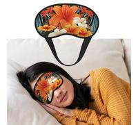 Masque de sommeil respirant bloquant la lumière - Motif fleurs et tribal hawaïen - Doux et confortable - Pour homme et femme - Pour la sieste à la maison
