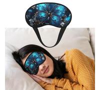 Masque de sommeil respirant bloquant la lumière - Motif papillon bleu et lune - Masque doux et confortable pour la nuit - Pour homme et femme - Pour la sieste à la maison
