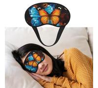 Masque de sommeil respirant bloquant la lumière - Motif papillons bleus et oranges - Doux et confortable - Pour homme et femme - Pour la sieste à la maison
