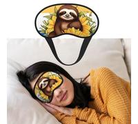 Masque de sommeil respirant bloquant la lumière - Motif paresseux assis sur un tournesol - Doux et confortable - Pour homme et femme - Pour la sieste à la maison