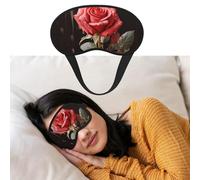 Masque de sommeil respirant bloquant la lumière - Motif roses rouges et nuit d'amour - Doux et confortable - Pour homme et femme - Pour la sieste à la maison