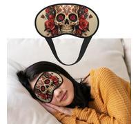 Masque de sommeil respirant bloquant la lumière - Motif tête de mort - Doux et confortable - Pour homme et femme - Pour la sieste à la maison