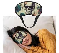 Masque de sommeil respirant bloquant la lumière - Motif tête de mort et fleur - Doux et confortable - Pour homme et femme - Pour la sieste à la maison