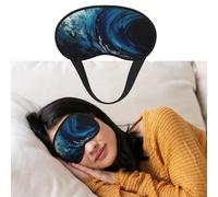 Masque de sommeil respirant bloquant la lumière - Motif vague bleue - Masque de nuit doux et confortable pour homme et femme - Pour la sieste à la maison