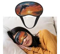 Masque de sommeil respirant bloquant la lumière pour les yeux avec dauphins et palmiers - Masque de nuit doux et confortable pour homme et femme - Pour la sieste à la maison
