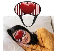 Masque de sommeil respirant bloquant la lumière rouge et blanc rayé cœur nuit bandeau doux et confortable pour la nuit pour homme et femme pour la sieste à la maison