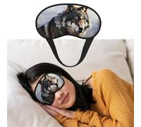 Masque de sommeil respirant bloquant la lumière - Un loup debout dans une nuit de neige - Bandeau doux et confortable - Pour homme et femme - Pour la sieste à la maison