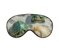 Masque de sommeil respirant et réglable avec motif de tortues et coquillages pour homme et femme, masque de sommeil ultra doux, léger, pour avion, sieste, sommeil nocturne