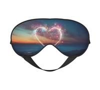 Masque de sommeil respirant pour les yeux avec étoiles filantes et cœur imprimé cœur pour l'extérieur, l'intérieur, le voyage, le camping, la méditation, le yoga, le travail