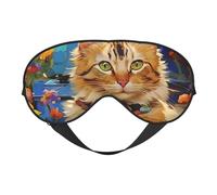 Masque de sommeil respirant pour les yeux, motif chat, peinture à l'huile, extérieur, intérieur, voyage, camping, méditation, yoga, travail