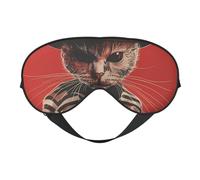 Masque de sommeil rétro avec portrait de chat - Masque de sommeil double face pour homme et femme - Occultant pour dormir et voyager