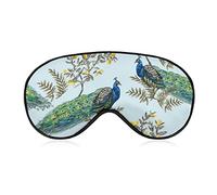 Masque de sommeil rétro paons oiseau sommeil masque pour les yeux bandeau avec sangle réglable plantes tropicales couverture douce pour les yeux pour bloquer les lumières