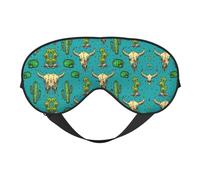 Masque de sommeil réversible avec imprimé cactus et crâne de taureau, idéal pour le camping, la méditation et les quarts de travail, ajustement parfait, pas de fuite de lumière