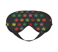 Masque de sommeil réversible avec imprimé feuilles de cannabis colorées, idéal pour le camping, la méditation et les quarts de travail, ajustement parfait, pas de fuite de lumière