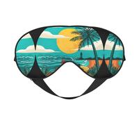 Masque de sommeil réversible avec motif coucher de soleil et palmier, idéal pour le camping, la méditation et les quarts de travail, ajustement parfait, pas de fuite de lumière
