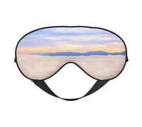 Masque de sommeil romantique avec imprimé paysage de sable blanc en soie pour les yeux en satin doux, sangle élastique, ombre à paupières de nuit, sieste de voyage pour femmes et hommes