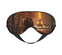 Masque de sommeil romantique avec imprimé tour Eiffel et sangle réglable pour dormir, voyager et se détendre