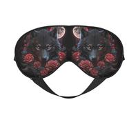Masque de sommeil rose pleine lune loup noir, masques pour les yeux pour dormir double face, masques de sommeil pour homme et femme, couvre-yeux occultants pour dormir, voyage