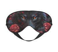 Masque de sommeil rose pleine lune loup noir, masques pour les yeux pour dormir double face, masques de sommeil pour homme et femme, couvre-yeux occultants pour dormir, voyage