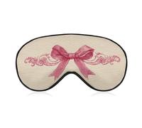 Masque de sommeil rose vintage avec nœud sur crème pour homme et femme avec sangle réglable pour voyage, yoga, sieste, travail