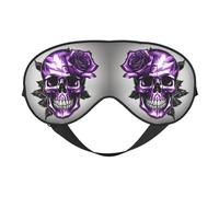 Masque de sommeil rose violet et tête de mort, masque pour les yeux 100 % soie naturelle de mûrier avec couvre-yeux ultra doux pour dormir, voyage, sieste