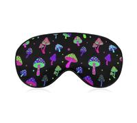 Masque de sommeil sans pression, motif champignons néon arc-en-ciel, doux et opaque, respirant.