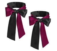 Masque de Sommeil Satin Bandeau Oeil Blindfold Blinder Masques de Couchage Costume pour les Adultes Couples Amoureux 2 Pièces 150 cm, Noir et Rouge