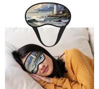 Masque de sommeil Sea Lighthouse Sandbeach Masque pour les yeux occultant doux avec sangle réglable Cache-yeux confortable pour femmes hommes Repos profond Voyage Travail Maison